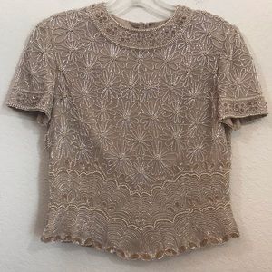 Adrianna Papell Occasions Silk Beaded Top Size 6P